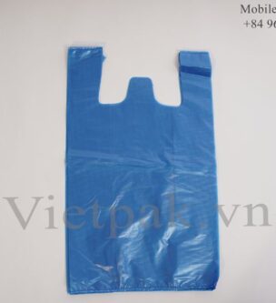 30% recycled plain blue vest carrier plastic bag